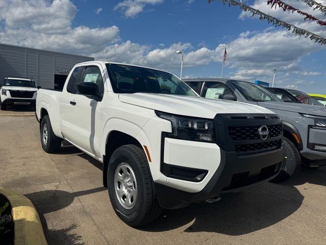 2026 Nissan Frontier S in Glacier White — front three-quarter view