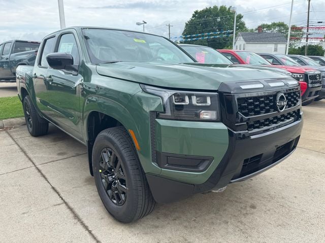 2026 Nissan Frontier SV in Tactical Green Metallic — front three-quarter view